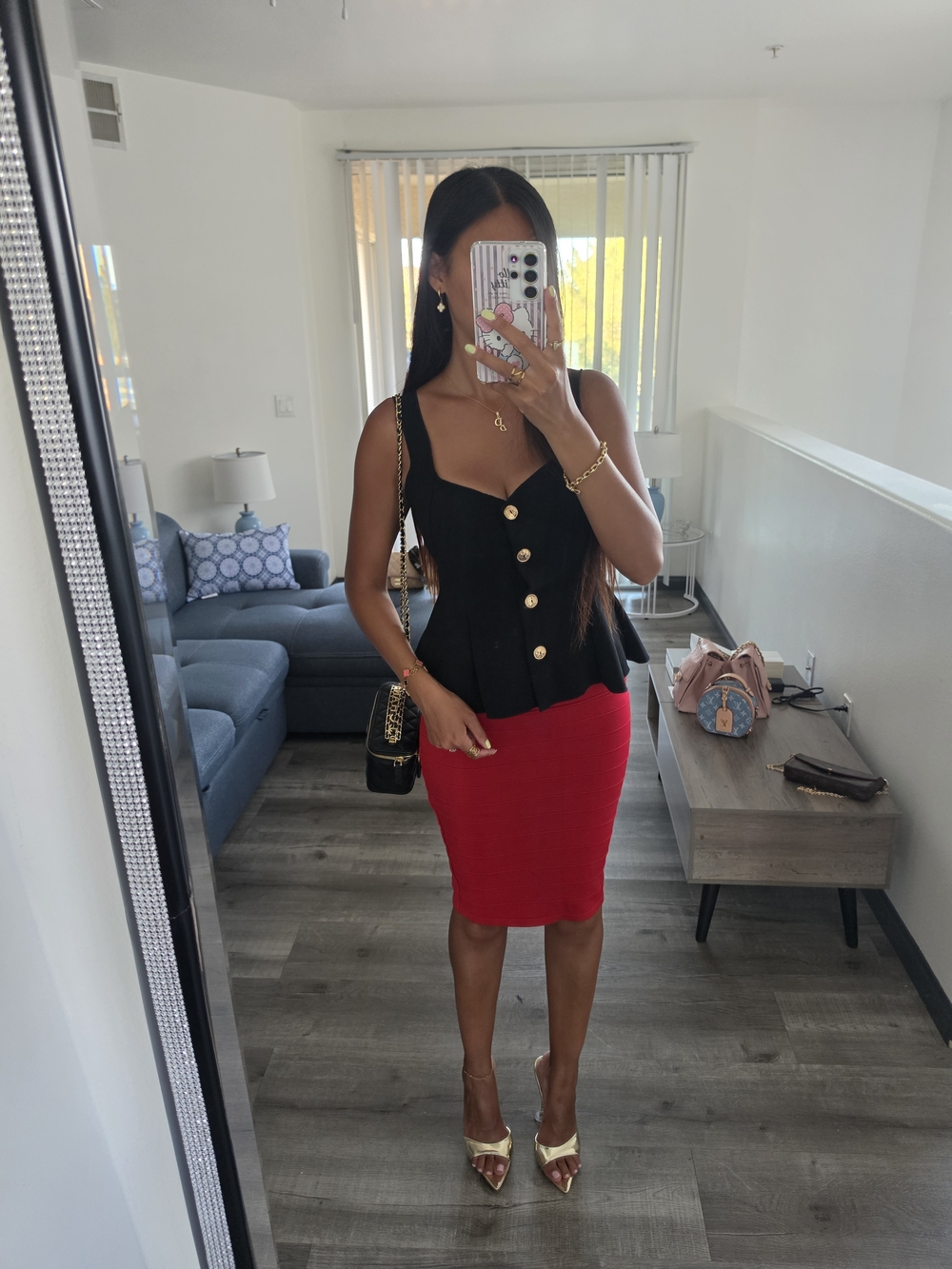 Zara Red Pencil Skirt - Sleek High-Waist Knit - Picture 4 of 14